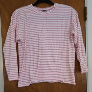 AYR Pink and White Striped Long Sleeve Tee